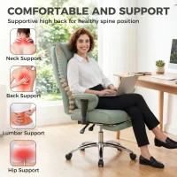 HOMCOM Executive Office Chair, Reclining Desk Chair with Footrest, Adjustable Armrests, Pet Friendly Faux Leather, Green(m-4)