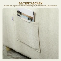 HOMCOM Schlafsessel 3 in 1 Umwandelbarer Sessel mit Bettfunktion, Lendenkissen, für Wohnzimmer Creme(m-8)
