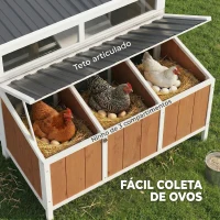 PawHut Galinheiro de Madeira Galinheiro de Exterior para 2-4 Galinhas com Casa Principal Ninho Bandeja Amovivel 145x90x92 cm Castanho Claro(m-7)