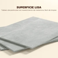 HOMCOM Mesa de Cocina Plegable con Ruedas 2 Estantes de Almacenaje y 2 Alas Abatibles Estilo Moderno 75x140x74 cm Gris Cemento(m-8)