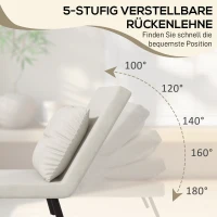 HOMCOM Relaxsessel im Skandidesign, Liegesessel, Lesesessel. ink. Kissen mit Knopfhefung, Cremeweiß(m-5)