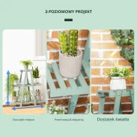 Stojak na rośliny Outsunny, 3-poziomowy, na 6 doniczek, stojak na kwiaty do ogrodu, balkonu, drewno, Jasnozielony, 76 x 26 x 76 cm(m-5)