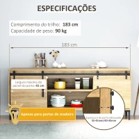HOMCOM Ferragens para Portas de Correr 183 cm Kit para Porta de Correr Dupla em Madeira Largura 45 cm Aço Carbono Preto(m-4)