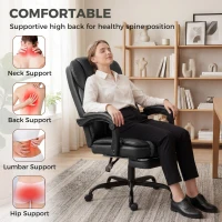 HOMCOM Executive Home Office Chair Reclining Function Footrest Computer Desk Chair High Back, Black(m-4)