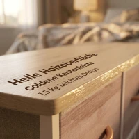 HOMCOM Kommode mit 5 Schubladen, Stoffkommode mit Metallrahmen und Holzoberfläche, Naturholz und Weiß(m-9)
