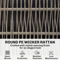 Outsunny 4 Piece Rattan Garden Furniture Set with Loveseat, Armchairs, Wood Table, Wicker Patio Conversation Set, Grey(m-5)