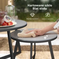 Stolik boczny 2 szt. okrągły, składany, na balkon, wodoodporny(m-5)
