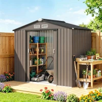 Outsunny Abri de Jardin 2,77 m² cabane de jardin armoire de jardin Dim. 213L x 130l x 185H cm Porte coulissante Acier marron(m-2)