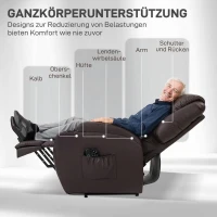 HOMCOM Aufstehsessel, Relaxsessel mit Aufstehhilfe, inkl. Fernbedienung, Becherhalter, verstellbare Rückenlehne, Braun(m-7)