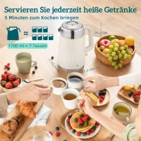 HOMCOM 2200W, 1,7L Wasserkocher mit Schnellkochfunktion, Entkalkungsfilter und 4-Scheiben-Toaster mit 7 Bräunungsstufen, Creme(m-3)