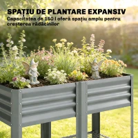 Outsunny Jardinieră Ridicată cu Raft de Depozitare, 150L, Oțel Galvanizat, Înălțime 80 cm, pentru Grădină sau Terasă(m-4)