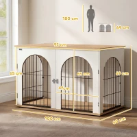 PawHut Dog Crate Furniture, Indoor Dog Cage with Double Doors for Large Breeds, Pet Kennel End Side Table(m-3)