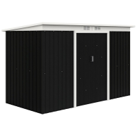 Outsunny Abri de jardin en acier galvanisé XXL 3,6 m² avec kit de fondation 280 x 130 x 172 cm, cabane de jardin cabanon rangement outils avec portes coulissantes verrouillables aérations, noir