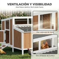 PawHut Gallinero para Exterior de Madera 145x90x92 cm para 2-4 Gallinas con Nido Casa Lateral Bandeja Extraíble Marrón Claro(m-8)