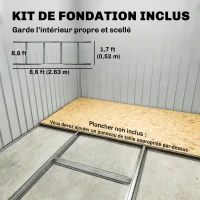 Outsunny Abri de jardin en acier galvanisé XXL 3,6 m² avec kit de fondation 280 x 130 x 172 cm, cabane de jardin cabanon rangement outils avec portes coulissantes verrouillables aérations, noir(m-6)