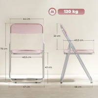 HOMCOM Conjunto de 4 Cadeiras Dobráveis em Acrílico, Cadeiras Transparentes, Rosa(m-3)