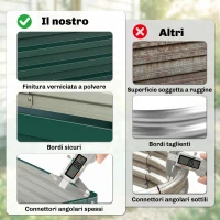 Outsunny Letto per Orto Rialzato a Fondo Aperto con Rivestimento, in Acciaio Zincato, 120x60x30.5 cm, Verde(m-5)