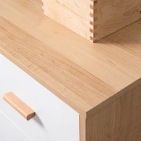 HOMCOM Comodă cu 3 sertare ridicată pentru living și dormitor, din lemn, 80x39x80 cm, alb și culoare lemn(m-8)