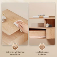 HOMCOM Set de 2 noptiere moderne suspendate pentru dormitor cu sertar și raft din lemn 35x32x22,5cm, stejar(m-9)