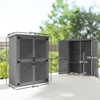 Outsunny Armario de Jardín 0,83 m² 127x65x168 cm con 2 Puertas de Persiana 2 Estantes 2 Asas y Techo Impermeable Gris(m-3)