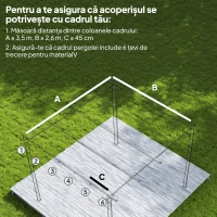 Outsunny Acoperiș de Înlocuire pentru Pergola Gazebo cu 10 Găuri de Drenaj, Husă Pergolă din Poliester Respirabil, 250x255 cm, pentru Pergola de Grădină 3x3m, Bej(m-4)