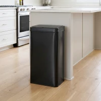 HOMCOM 50L Sensor Bin with Soft-Close Lid, Stainless Steel Automatic Touchless Motion Sensor Kitchen Bin, Black(m-2)