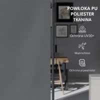 Outsunny Markiza pionowa z osłoną przeciwsłoneczną, roleta balkonowa 120 x 220-310cm, osłona balkonu z korbowym mechanizmem, odporna na warunki atmosferyczne, osłona ogrodowa, poliester, ciemnoszary(m-6)