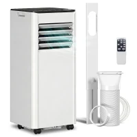 HOMCOM Aire Acondicionado Portátil 9000 BTU 4 en 1 Enfriamiento Deshumidificador Ventilador Temporizador para 28 m² Blanco(m-10)