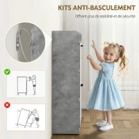 HOMCOM Meuble à chaussures 15 paires, armoire à chaussures moderne avec 2 tiroirs rabattables, 83x24x90,5cm, blanc et gris(m-7)