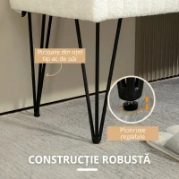 HOMCOM Bancă modernă pentru capătul patului cu picioare tip agrafă, din material textil cu efect de catifea, lemn și metal, 118,5x46x49,5 cm, crem(m-8)