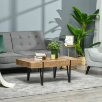 HOMCOM Couchtisch im Industriedesign 105 cm x 60 cm x 42 cm Schwarz + Braun(m-7)