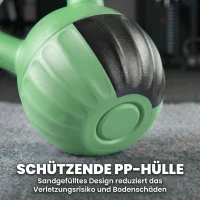 SPORTNOW Kettlebell Kugelhantel 6 kg Gewicht-Hantel mit Sand befüllt für Anfänger Zuhause Krafttraining 21 x 21 x 27 cm Grün(m-4)