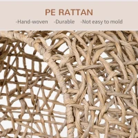 PawHut Rattan Elevated Cat Bed House Kitten Basket Ball-Shaped Pet Furniture w/ Removable Cushion - Natural(m-4)