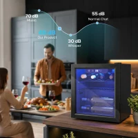 HOMCOM 12 Bottle Wine Cooler, 36 Litre Capacity, 4-16°C Under Counter Drinks Beer Wine Fridge with Glass Door, LED Light, Black(m-7)