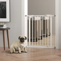 PawHut Huisdieren Veiligheidshekje, Afscheiding, Beschermhek voor Huisdieren, Metaal, Kunststof, 74-80 cm, Wit(m-10)