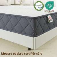 HOMCOM Matelas 90x190cm, matelas 1 personnes, mousse à mémoire de forme, 20cm d'épaisseur, certifié Oeko-Tex, fermeté moyenne(m-7)