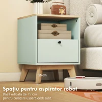 HOMCOM Lot de 2 tables de chevet, tables de nuit avec tiroir et compartiment ouvert, 40 x 40 x 55 cm, chêne et vert clair(m-6)