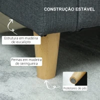HOMCOM Sofá 2 Lugares Estofado em Linho Sintético com 2 Almofadas Espaço de Armazenamento Bolsos Laterais 135x71x84 cm Cinza Escuro(m-7)