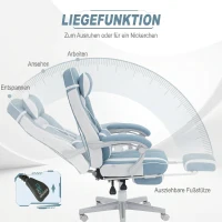 HOMCOM Chaise gaming, fauteuil gaming ergonomique avec repose-pieds, hauteur réglable, dossier inclinable, 63x63x123cm, bleu(m-5)