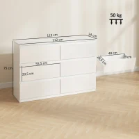 HOMCOM Commode 3 tiroirs, meuble de rangement moderne pour la chambre, blanc(m-3)