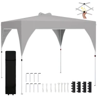 Outsunny Gazebo Pieghevole 3x3 m con Prese d'Aria, Sacchi di Sabbia e Borsa, in Tessuto Oxford e Metallo, Grigio Scuro(m-11)