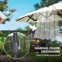 Outsunny Umbrelă Dublă cu Lumini LED și Manivelă, din Poliester și Oțel, 2.92x1.5x2.2 m, Bej(m-7)
