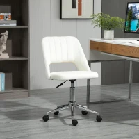 Vinsetto kantoorstoel draaistoel bureaustoel in hoogte verstelbaar 360° draaibaar schelpvorm met naadlijn design schuimstof fluweelzacht polyester beige 49 x 54 x 79-91 cm(m-10)