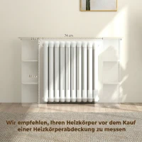 HOMCOM Cache-radiateur avec étagères de rangement ouvertes, couvercle de radiateur en bois à lattes, 124x19x83cm, blanc(m-4)