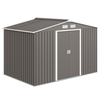 Outsunny Abri Jardin 5,4m² Tôle Acier Gris Ventilation Porte Coulissante