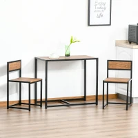 HOMCOM 3-delige Bartafelset Hoge tafelset 3-delig, 2 stoelen, 1 tafel, 90 cm x 47 cm x 76 cm, Bruin + Zwart(m-11)
