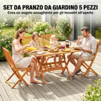 Outsunny Set da Pranzo da Giardino 5 Pezzi, Tavolo e 4 Sedie Pieghevoli(m-4)