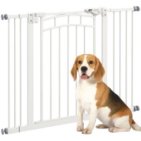PawHut Hondentraphek, automatisch sluiten, eenvoudige bediening, 100 cm x 4 cm x 76 cm, Wit(m-10)