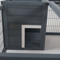 PawHut Rabbit Hutch Outdoor, Guinea Pig House, Bunny Run Cage with Openable Top for 1-2 Rabbits, 123 x 120 x 52cm, Grey(m-8)