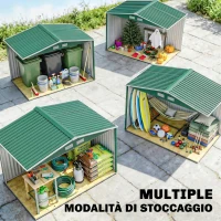 Outsunny Casetta da Giardino 4.9 m² con Fondazione, 4 Prese d'Aria e 2 Porte Scorrevoli, Capanno Porta Attrezzi in Lamiera d'Acciaio, 277x195x192 cm, Verde Scuro(m-7)